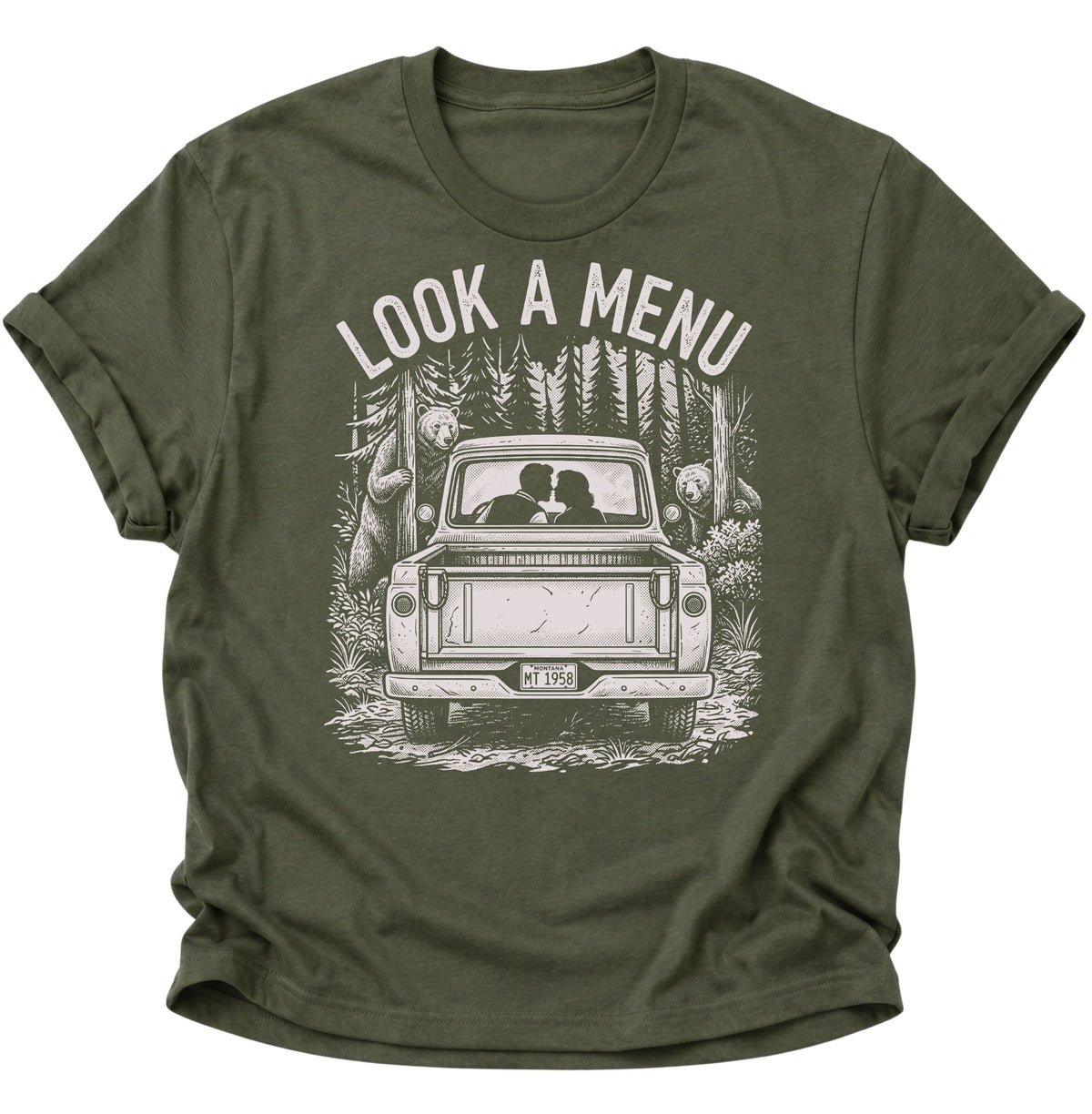 Look a Menu Unisex T-Shirt Military Green - PINE & RIVER