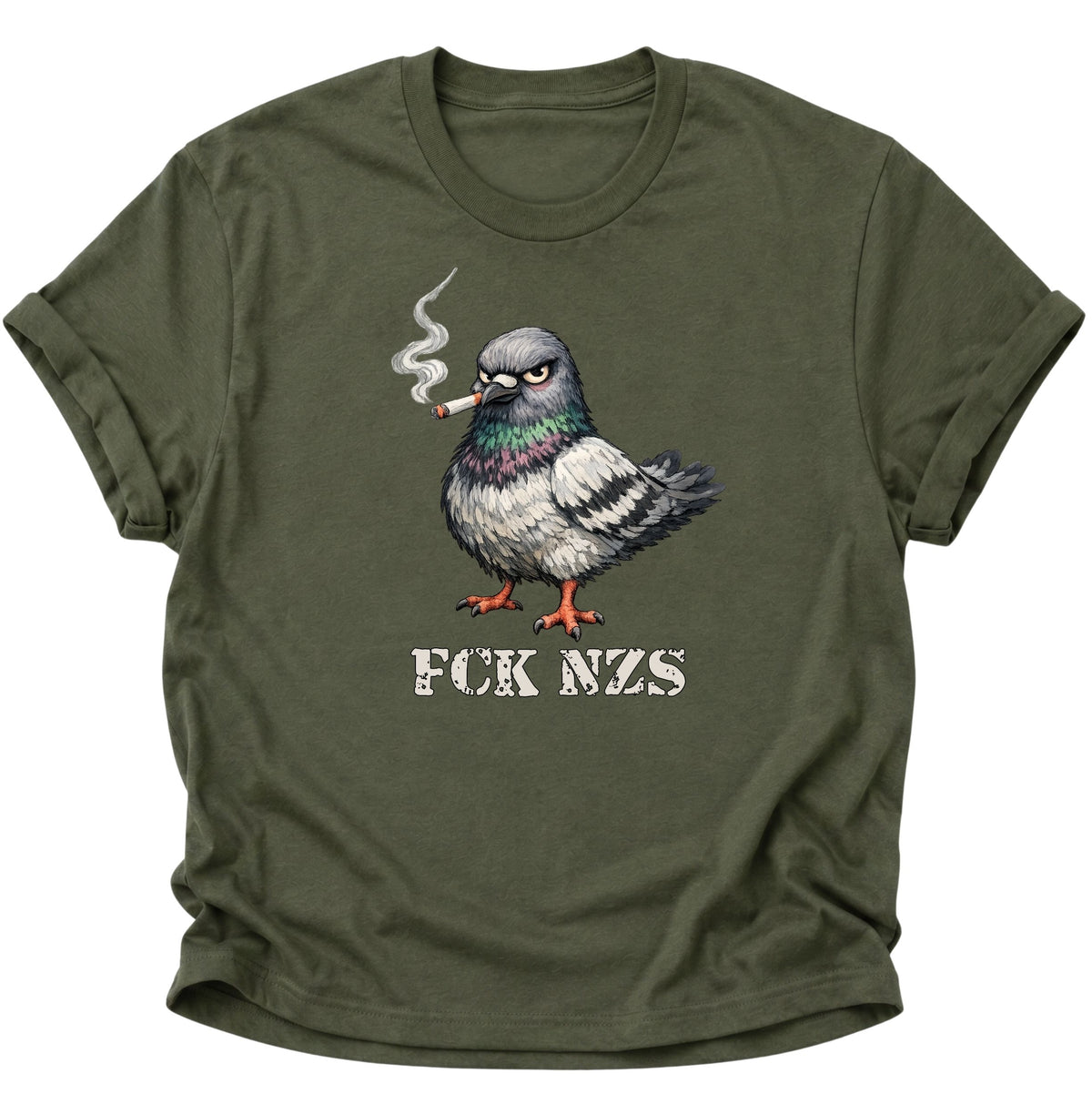 Rauchende Taube gegen rechts Unisex T-Shirt Military Green - PINE & RIVER