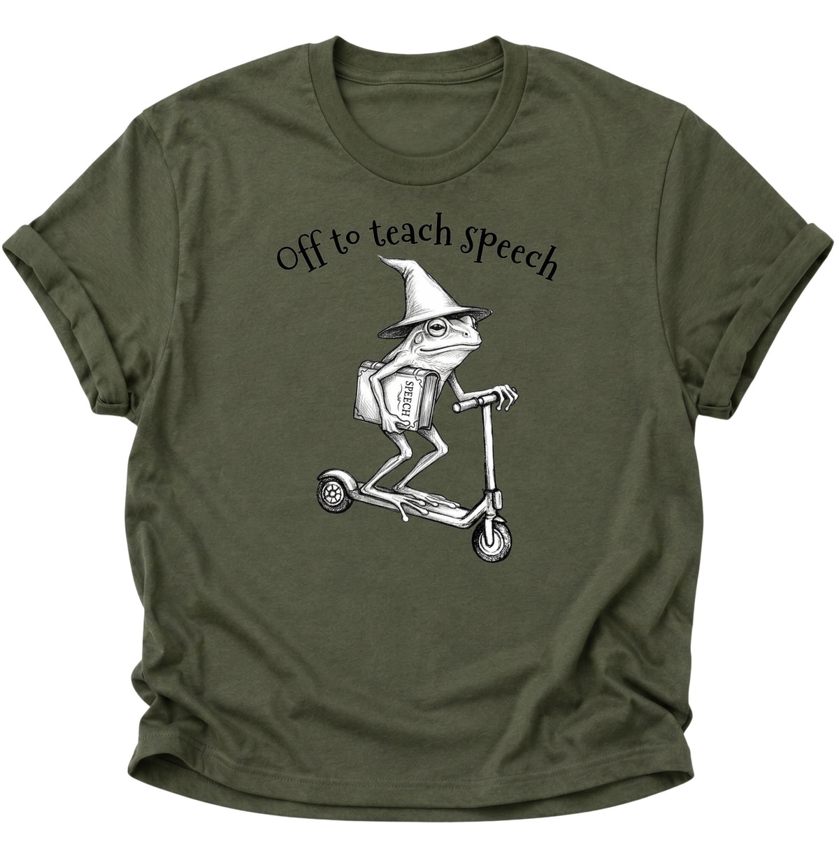 Retro-Frosch lehrt Sprache Unisex T-Shirt Military Green - PINE & RIVER