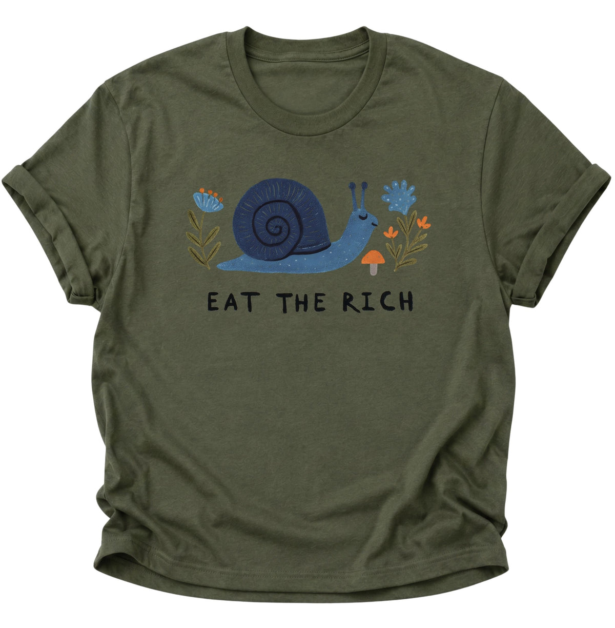 Blaue Schnecke Eat the Rich Unisex T-Shirt Military Green - PINE & RIVER
