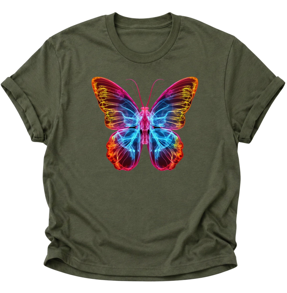 Schmetterling Neon Unisex T-Shirt Military Green - PINE & RIVER