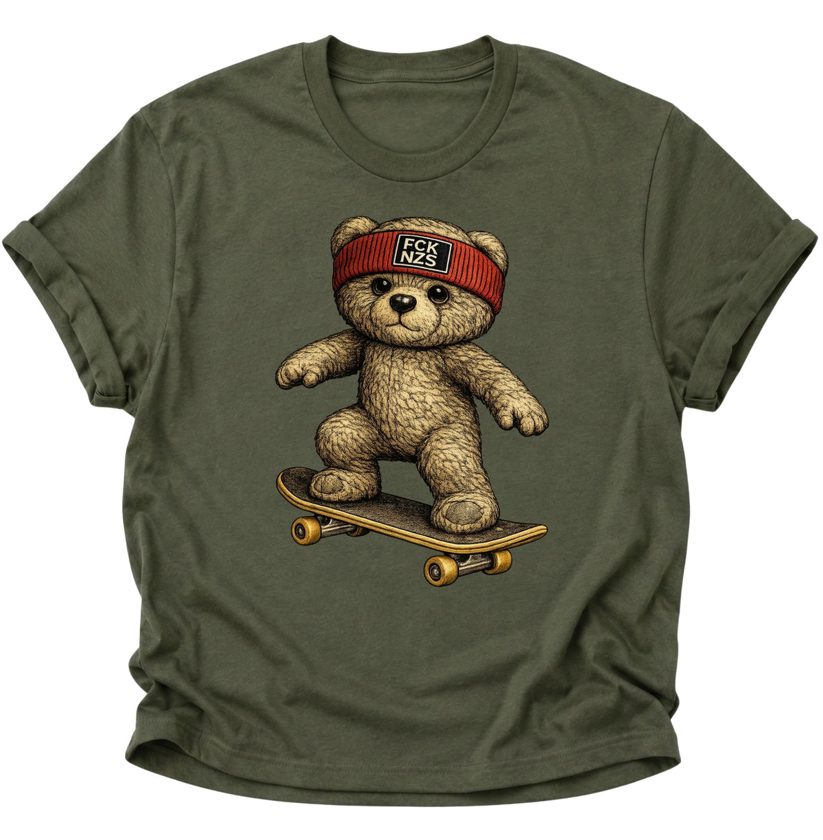 Teddy Skater gegen rechts Unisex T-Shirt Military Green - PINE & RIVER