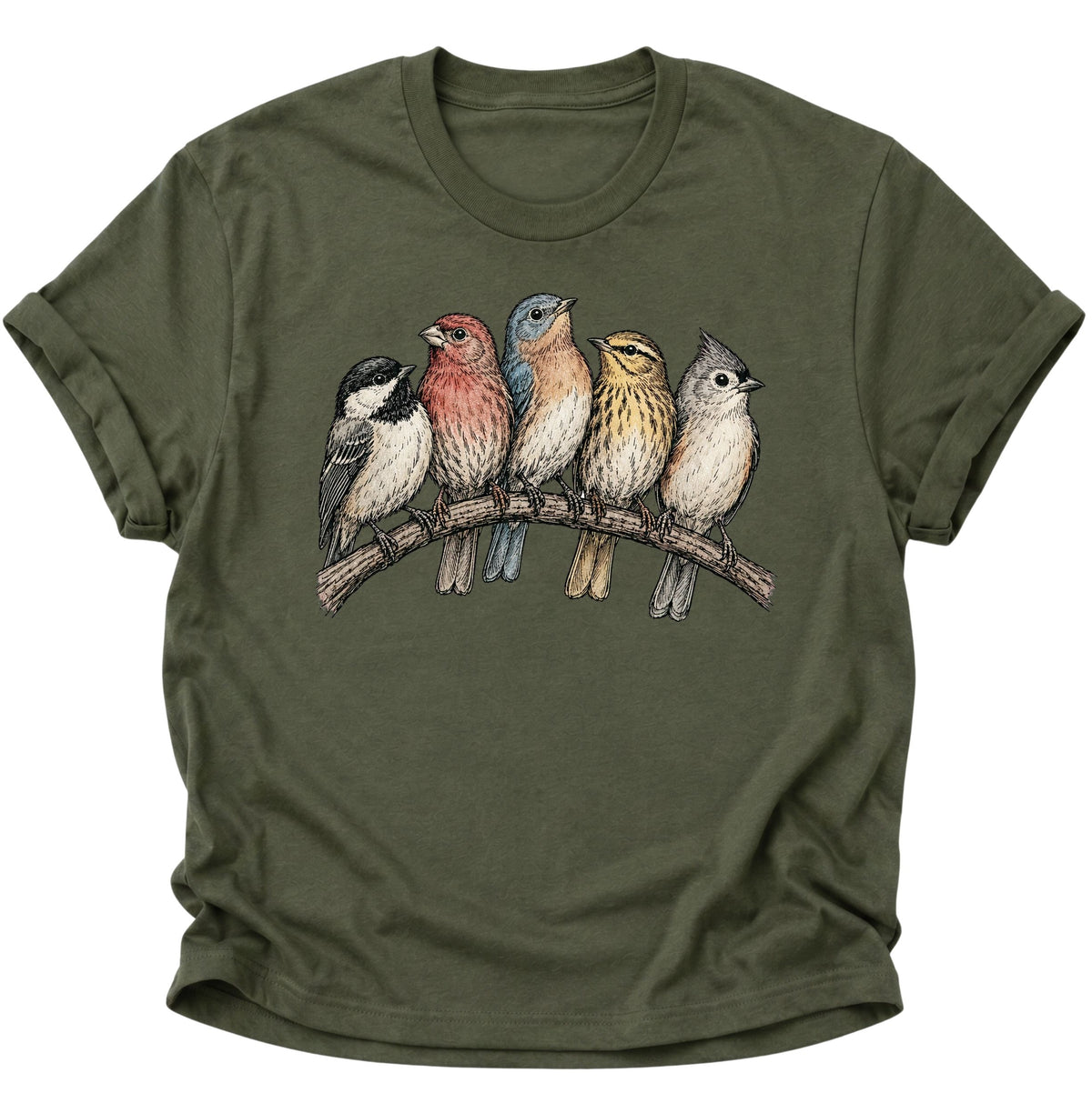 Bird's Unisex T-Shirt Military Green - PINE & RIVER