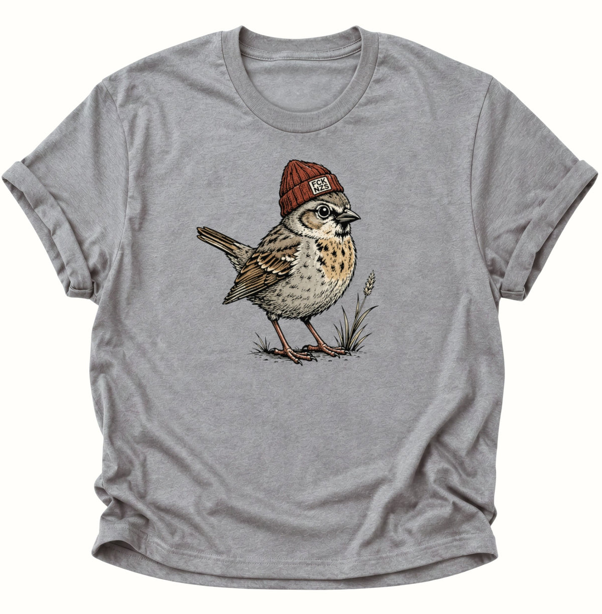 Spatz mit Strickmütze gegen rechts Unisex T-Shirt Sport Grey - PINE & RIVER