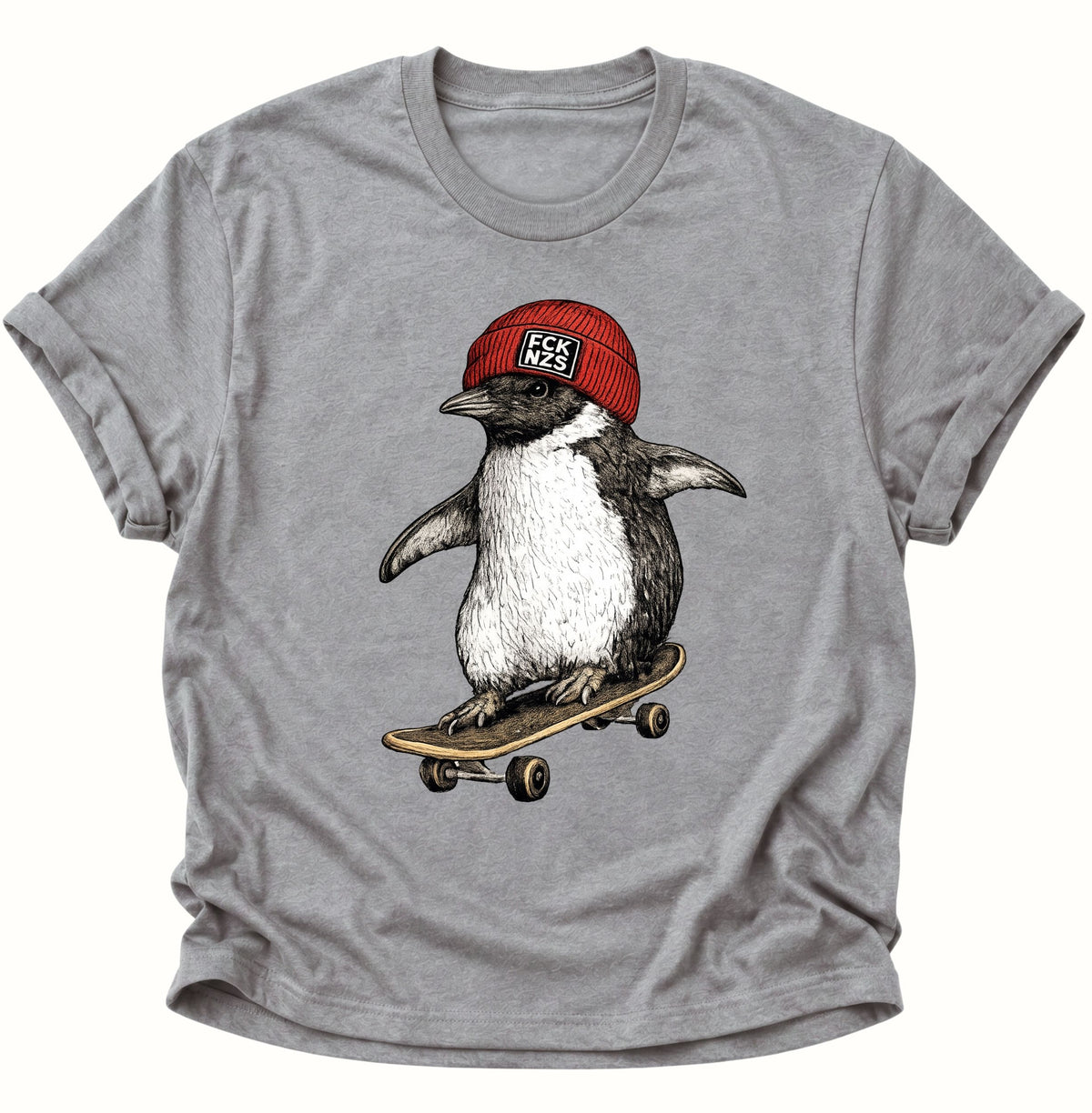 Skateboard-Pinguin gegen rechts Unisex T-Shirt Sport Grey - PINE & RIVER