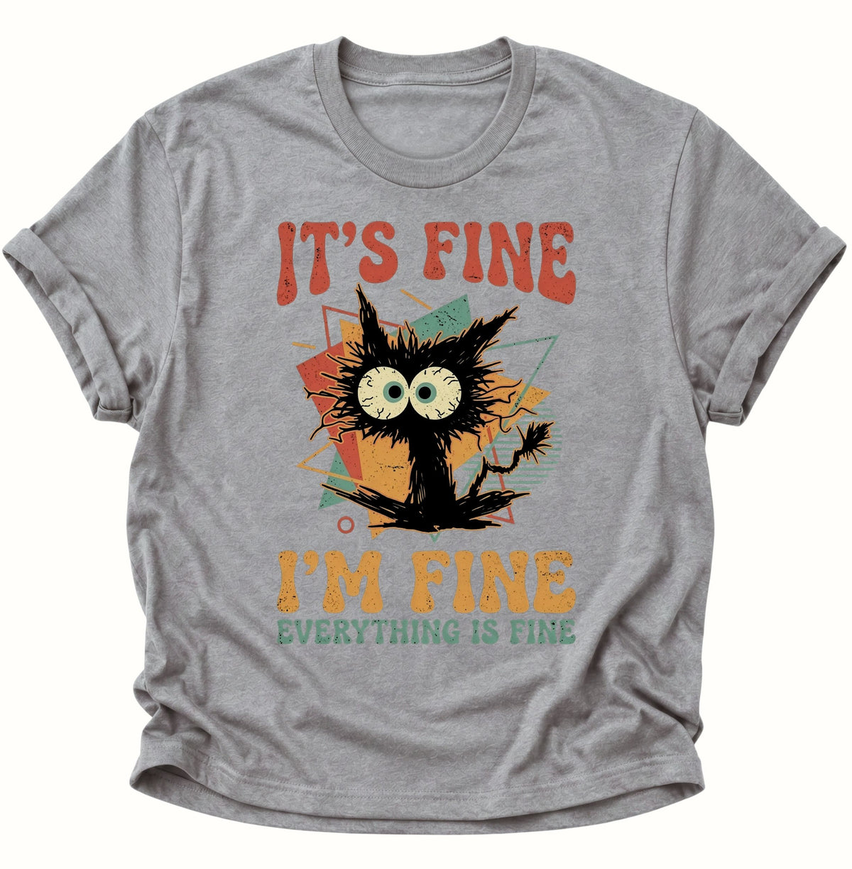 Chaotische Katze It's Fine Unisex T-Shirt Sport Grey - PINE & RIVER