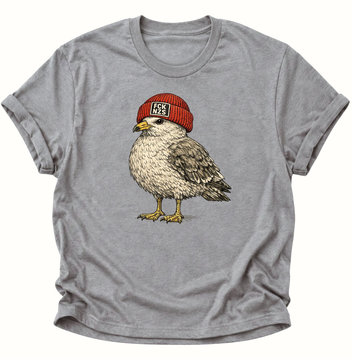 Möwe mit Strickmütze gegen rechts Unisex T-Shirt Sport Grey - PINE & RIVER