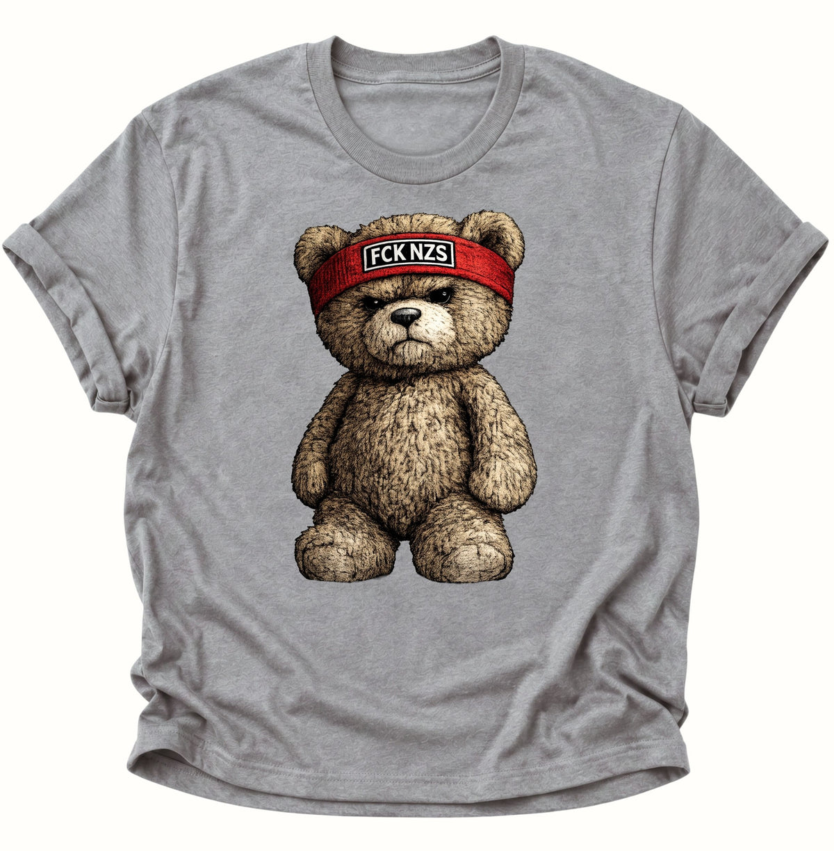 Grimmiger Teddybär gegen rechts Unisex T-Shirt Sport Grey - PINE & RIVER