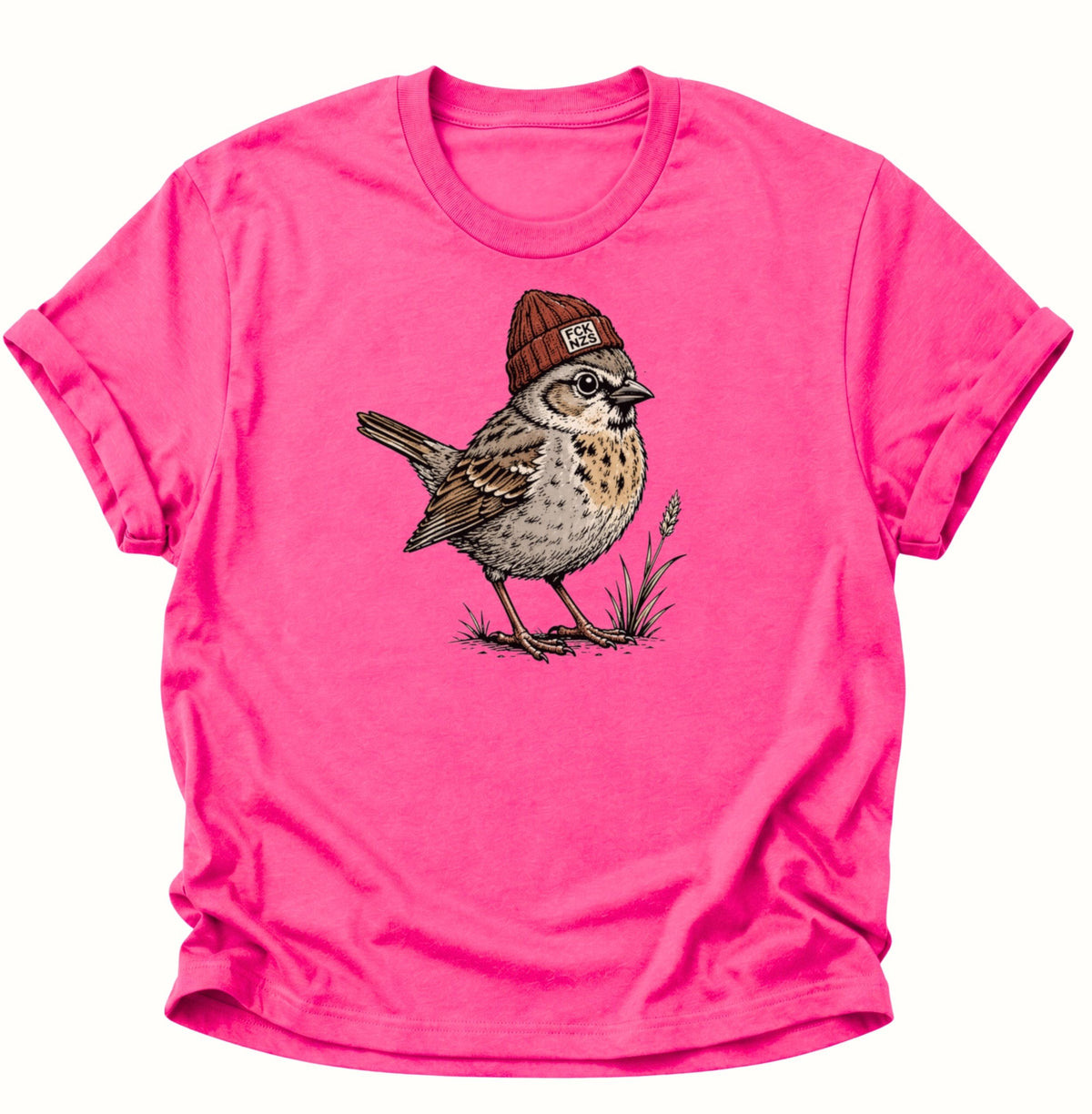 Spatz mit Strickmütze gegen rechts Unisex T-Shirt Heliconia - PINE & RIVER