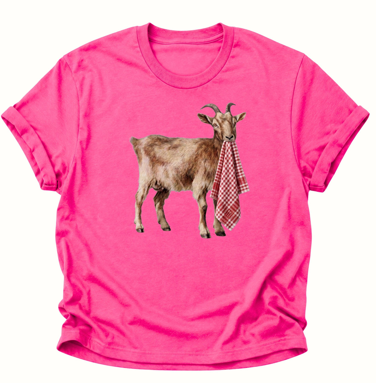 Ziege mit Geschirrhandtuch Unisex T-Shirt Heliconia - PINE & RIVER