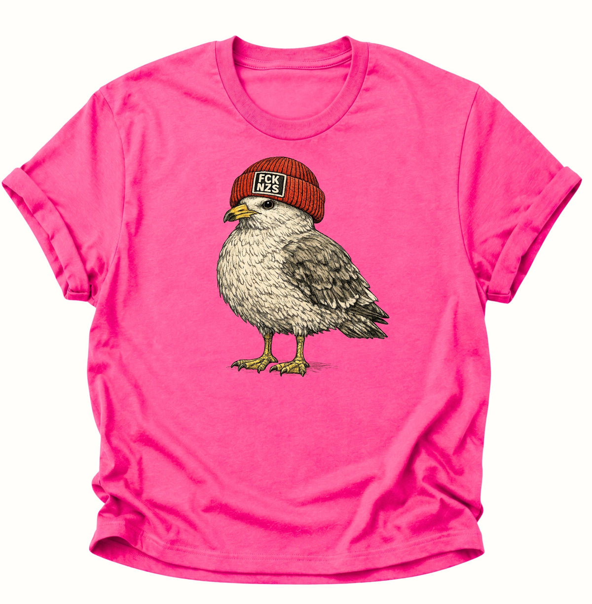 Möwe mit Strickmütze gegen rechts Unisex T-Shirt Heliconia - PINE & RIVER