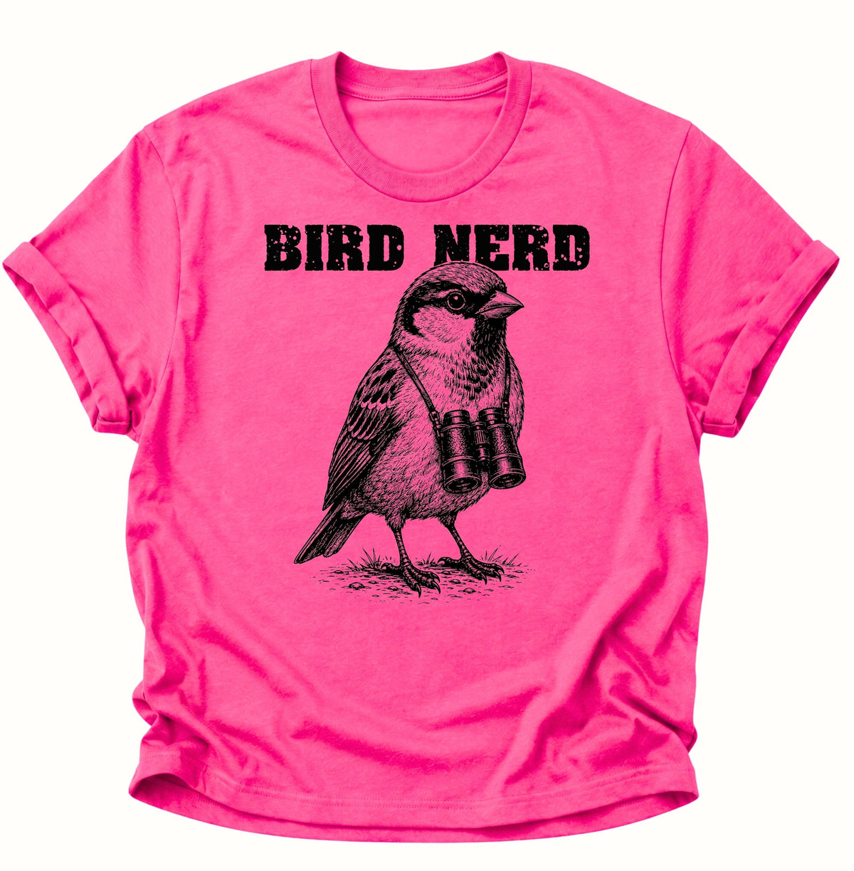 Bird Nerd Vogel mit Fernglas Unisex T-Shirt Heliconia - PINE & RIVER