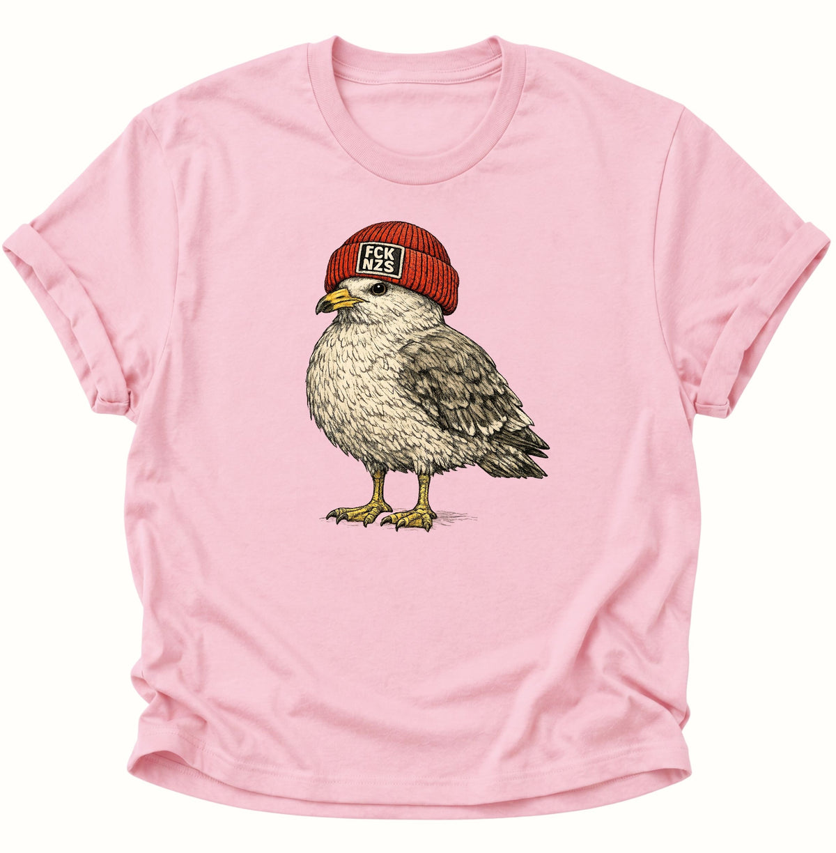Möwe mit Strickmütze gegen rechts Unisex T-Shirt Light Pink - PINE & RIVER