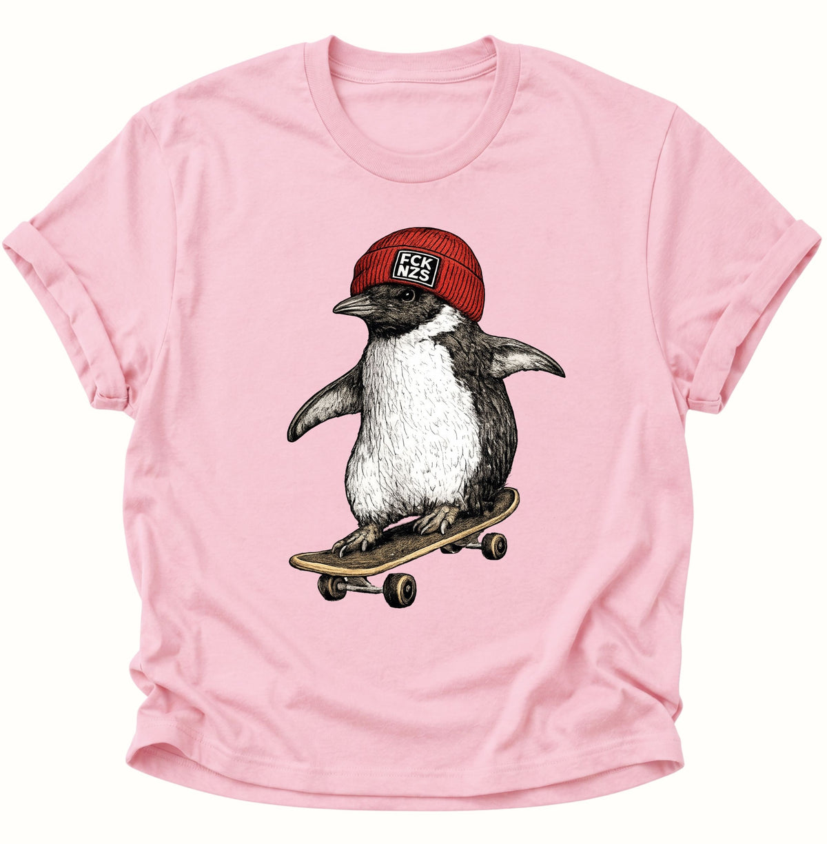 Skateboard-Pinguin gegen rechts Unisex T-Shirt Light Pink - PINE & RIVER