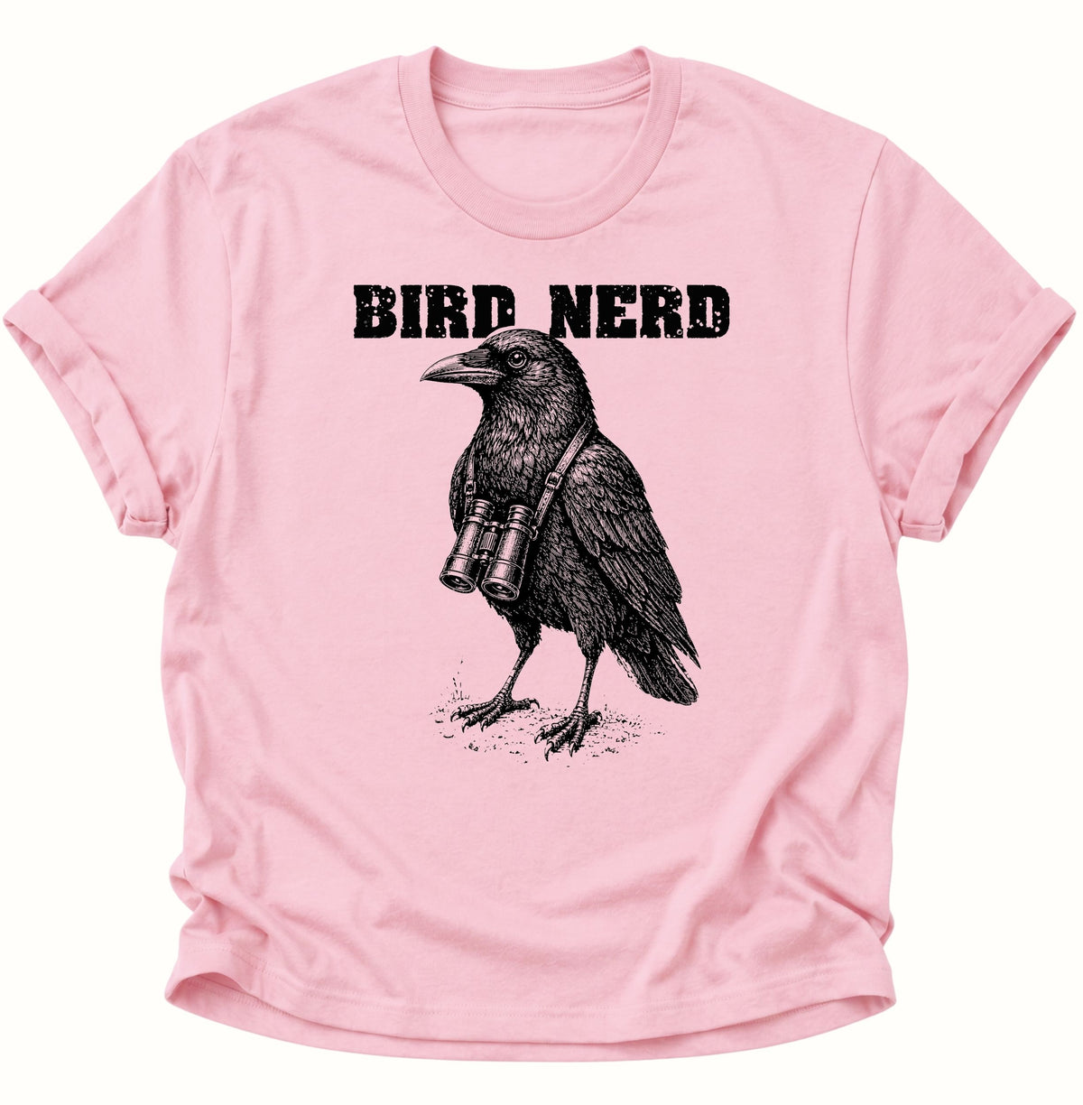 Bird Nerd Rabenvogel mit Fernglas Unisex T-Shirt Light Pink - PINE & RIVER