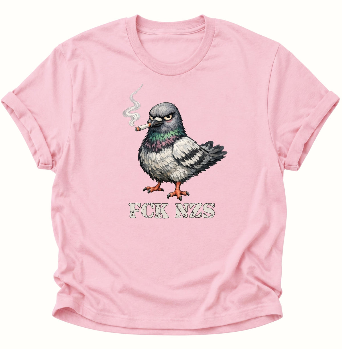 Rauchende Taube gegen rechts Unisex T-Shirt Light Pink - PINE & RIVER