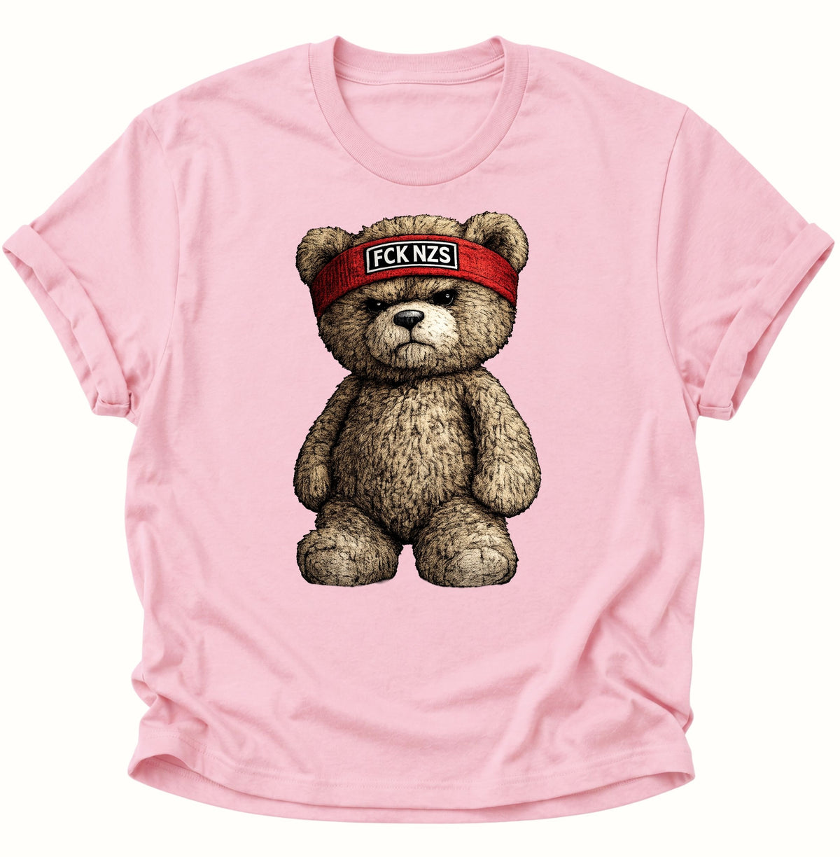 Grimmiger Teddybär gegen rechts Unisex T-Shirt Light Pink - PINE & RIVER