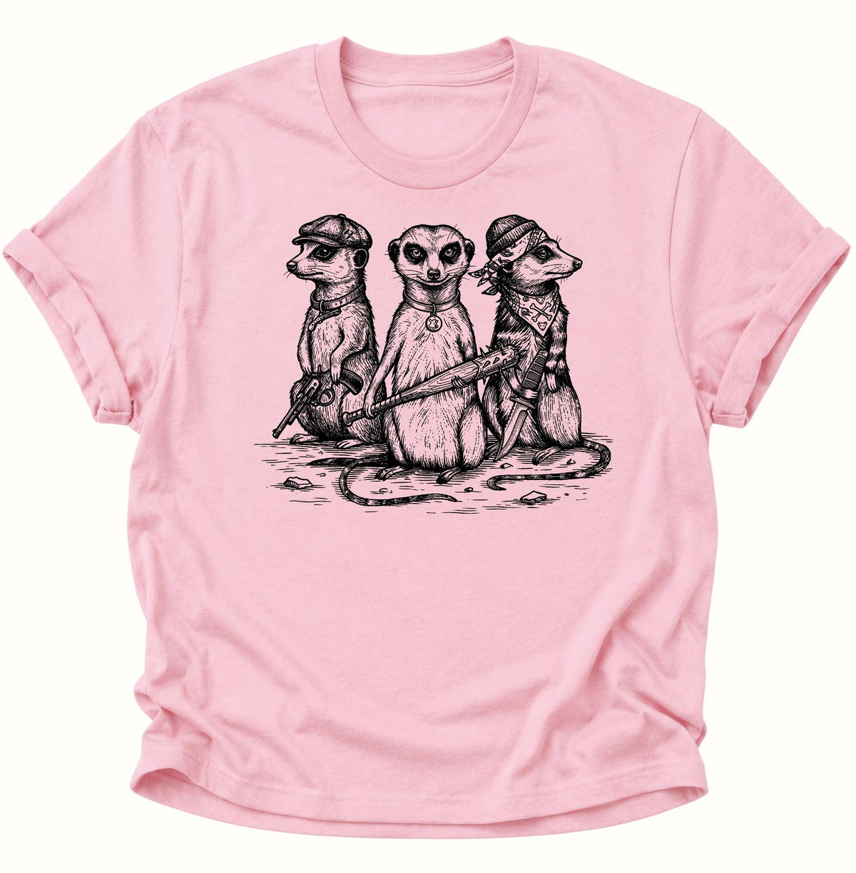 Erdmännchen Gang im Vintage-Stil Unisex T-Shirt Light Pink - PINE & RIVER