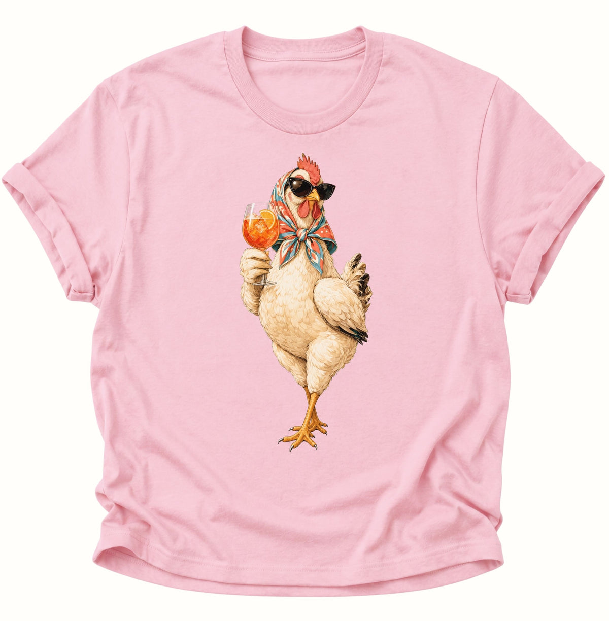 Cocktail-Henne mit Sonnenbrille Unisex T-Shirt Light Pink - PINE & RIVER