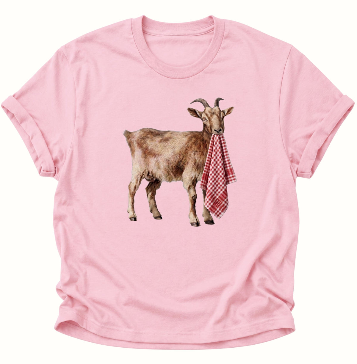 Ziege mit Geschirrhandtuch Unisex T-Shirt Light Pink - PINE & RIVER