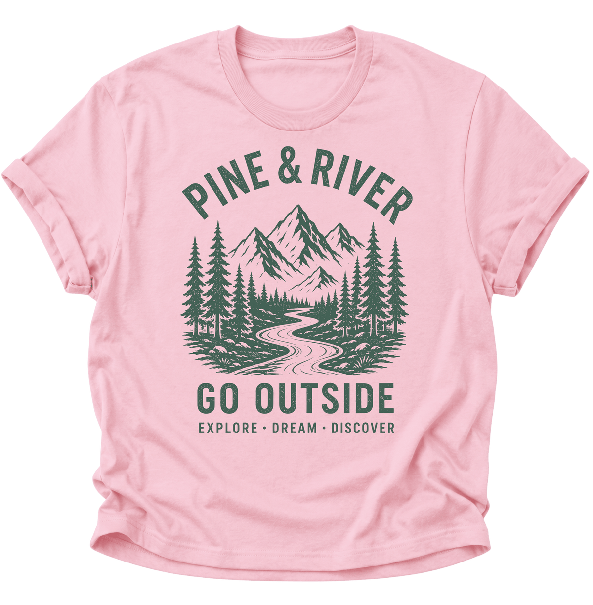 Pine & River Go Outside Unisex T-Shirt Light Pink - PINE & RIVER