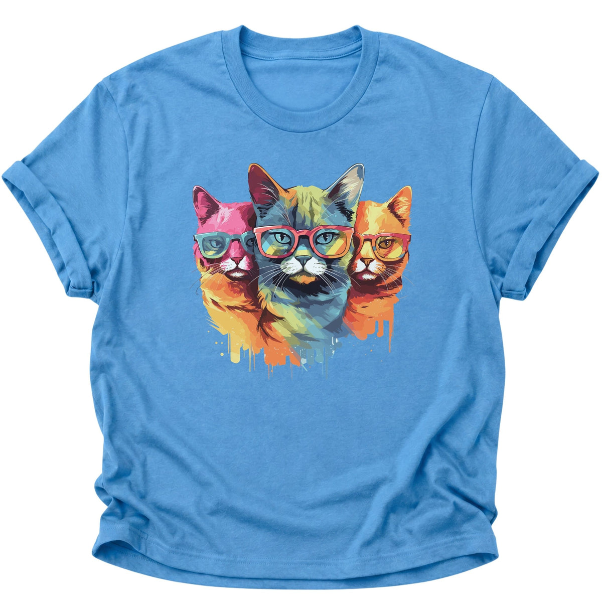 Three Cats Unisex T-Shirt Carolina Blue - PINE & RIVER
