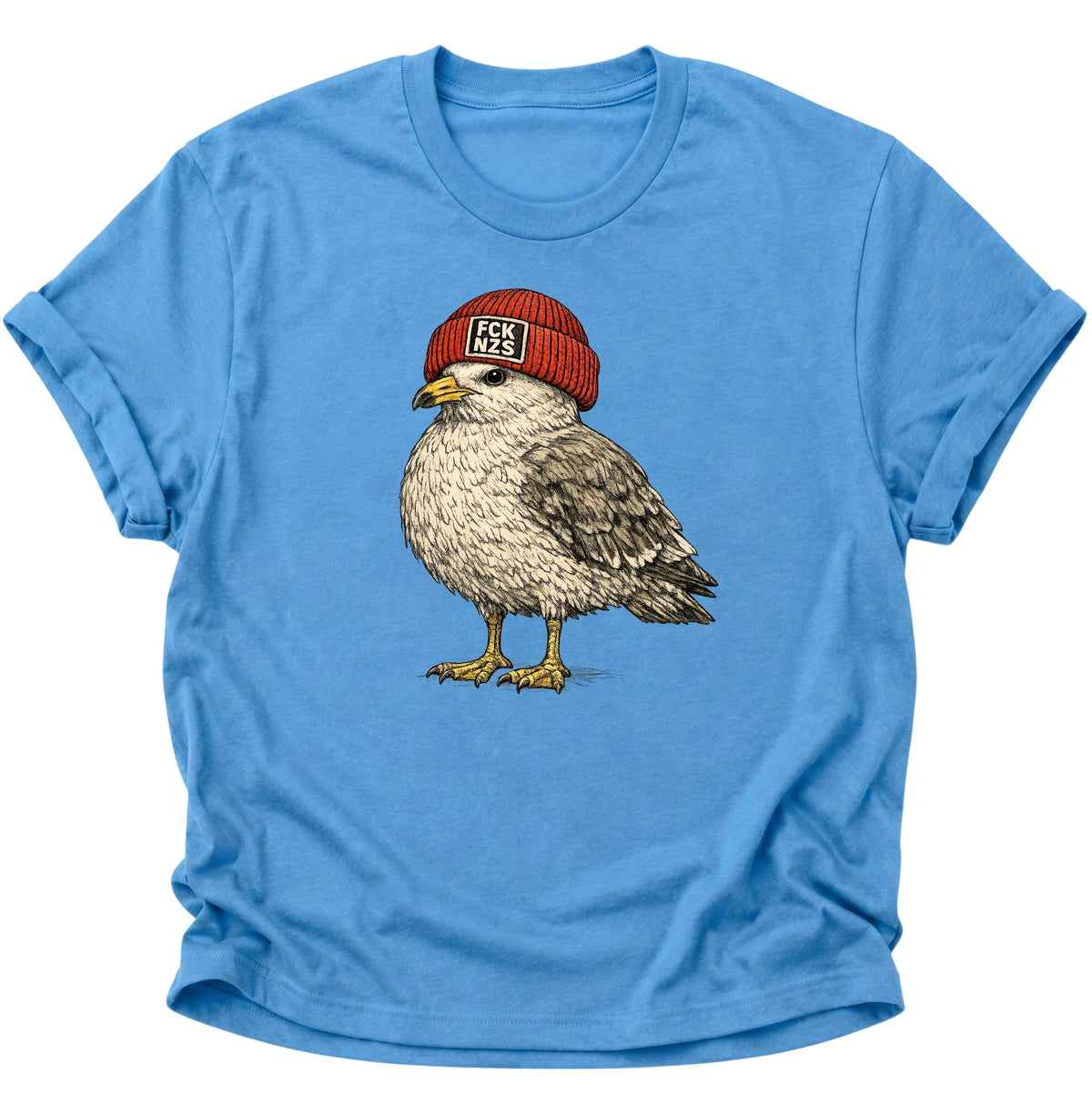 Möwe mit Strickmütze gegen rechts Unisex T-Shirt Carolina Blue - PINE & RIVER
