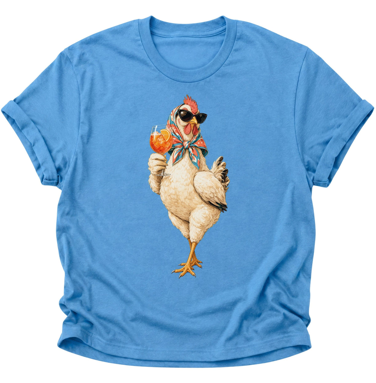 Cocktail-Henne mit Sonnenbrille Unisex T-Shirt Carolina Blue - PINE & RIVER