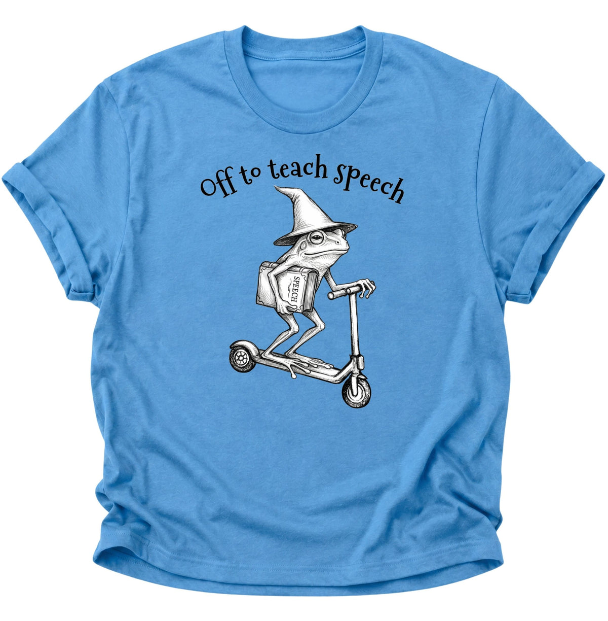 Retro-Frosch lehrt Sprache Unisex T-Shirt Carolina Blue - PINE & RIVER