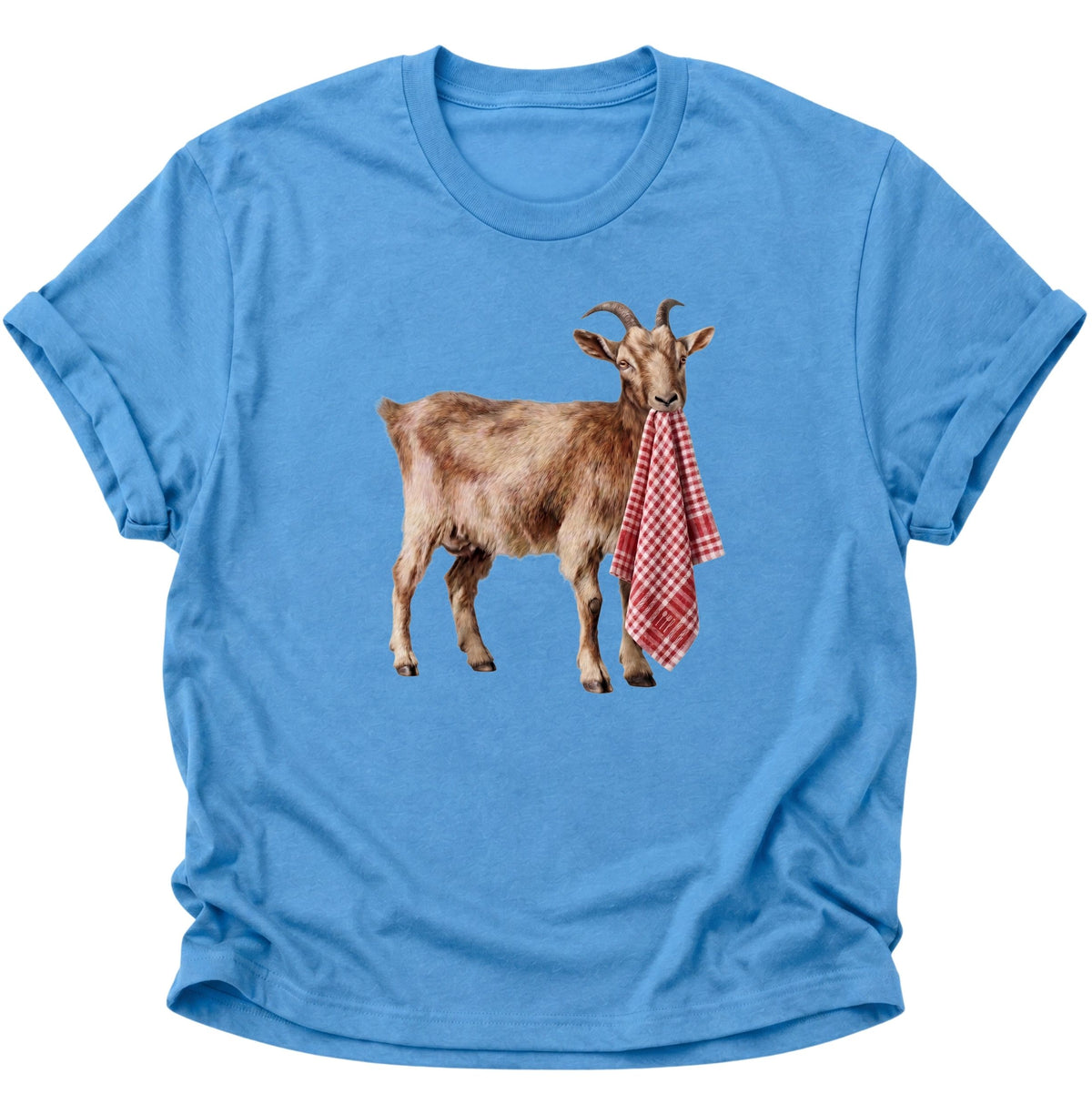 Ziege mit Geschirrhandtuch Unisex T-Shirt Carolina Blue - PINE & RIVER