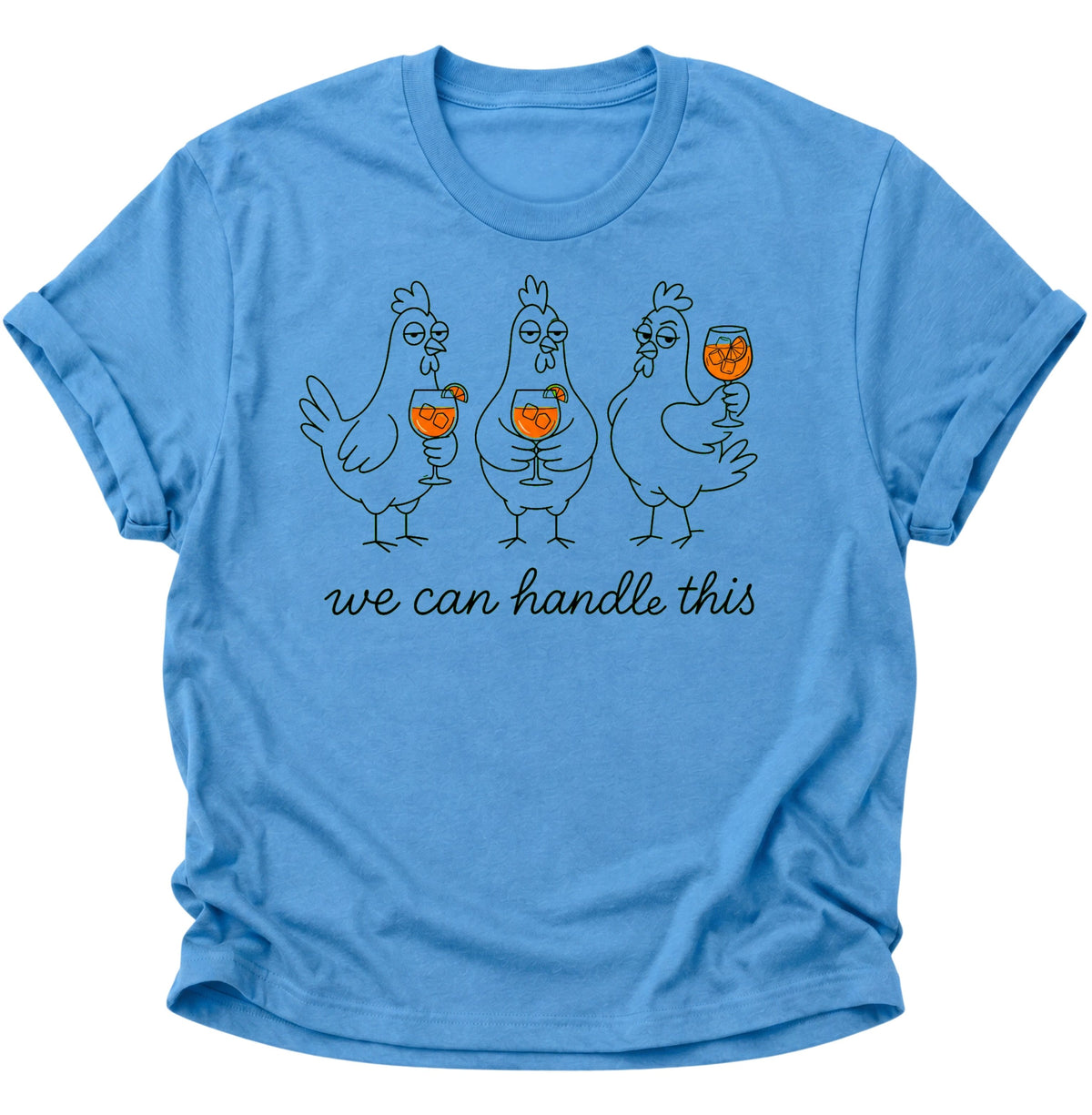 Drei Hühner mit Drinks Unisex T-Shirt Carolina Blue - PINE & RIVER