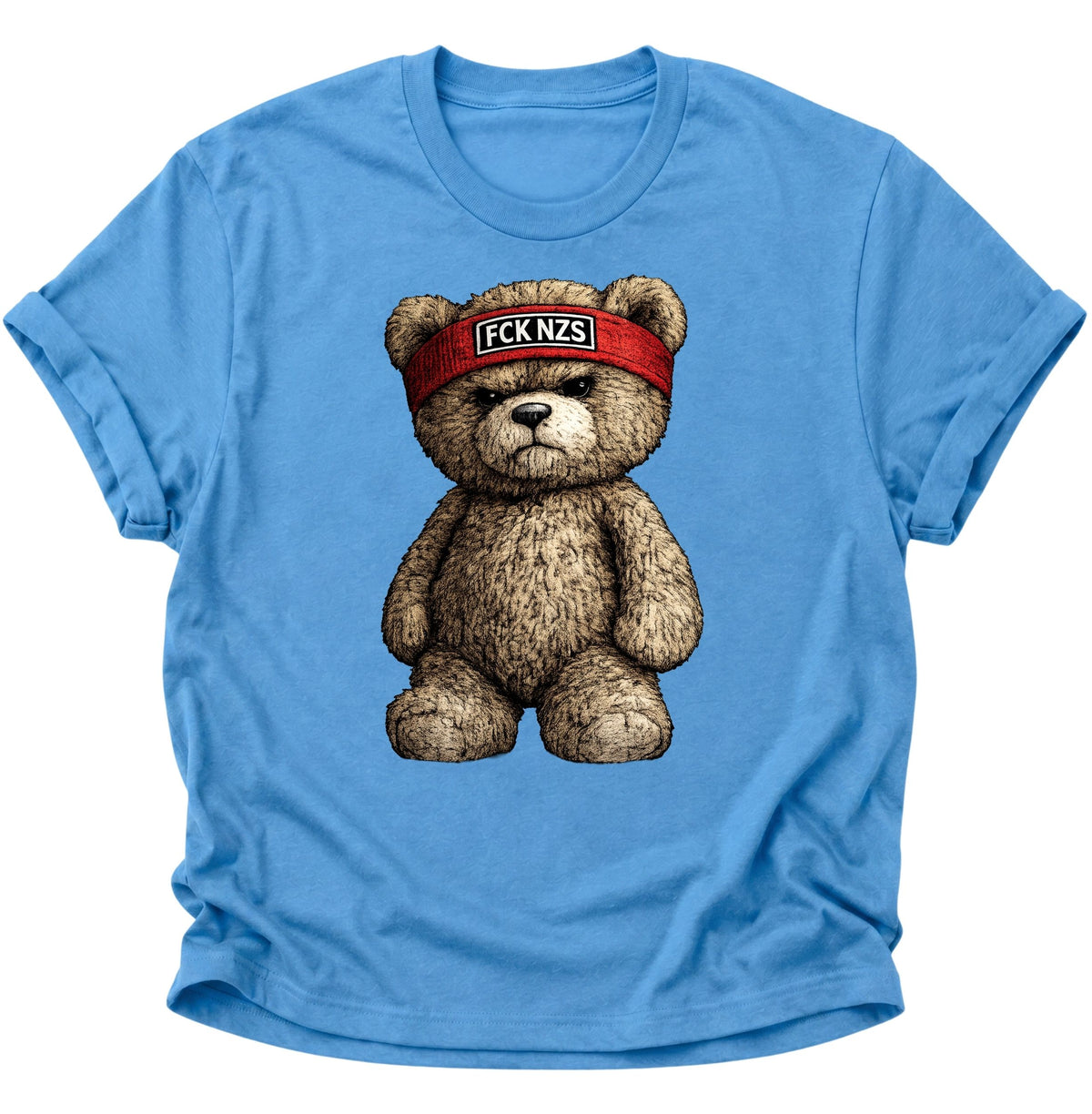 Grimmiger Teddybär gegen rechts Unisex T-Shirt Carolina Blue - PINE & RIVER