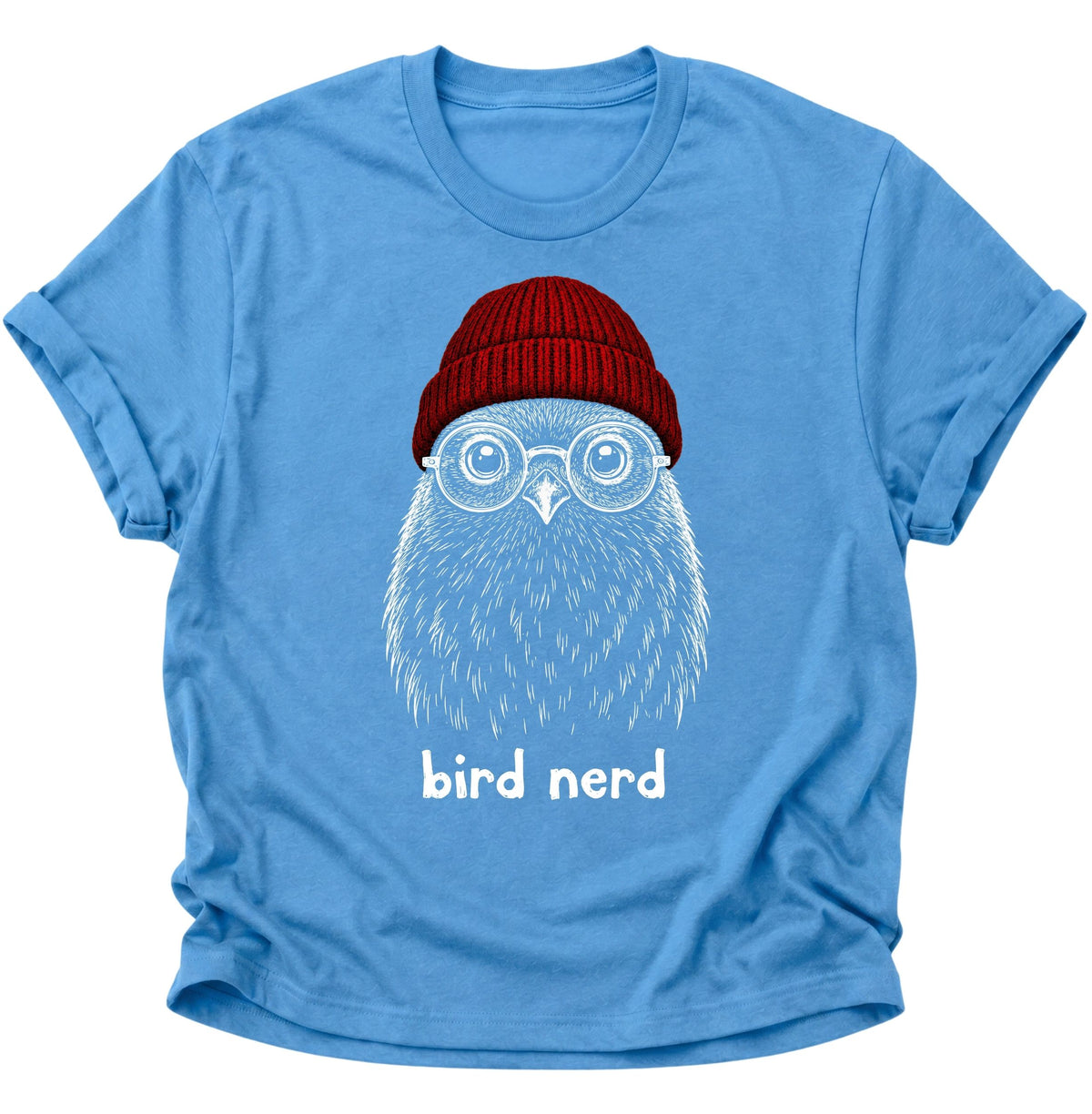 Bird Nerd Vogel mit Mütze Unisex T-Shirt Carolina Blue - PINE & RIVER