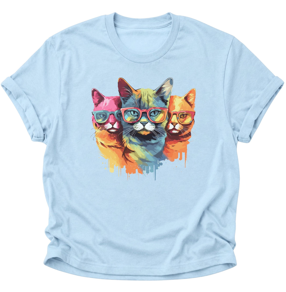 Three Cats Unisex T-Shirt Light Blue - PINE & RIVER