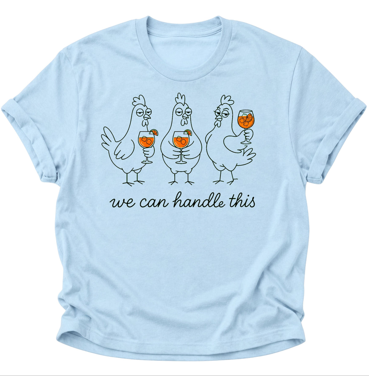 Drei Hühner mit Drinks Unisex T-Shirt Light Blue - PINE & RIVER