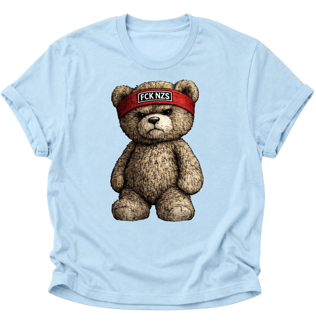 Grimmiger Teddybär gegen rechts Unisex T-Shirt Light Blue - PINE & RIVER
