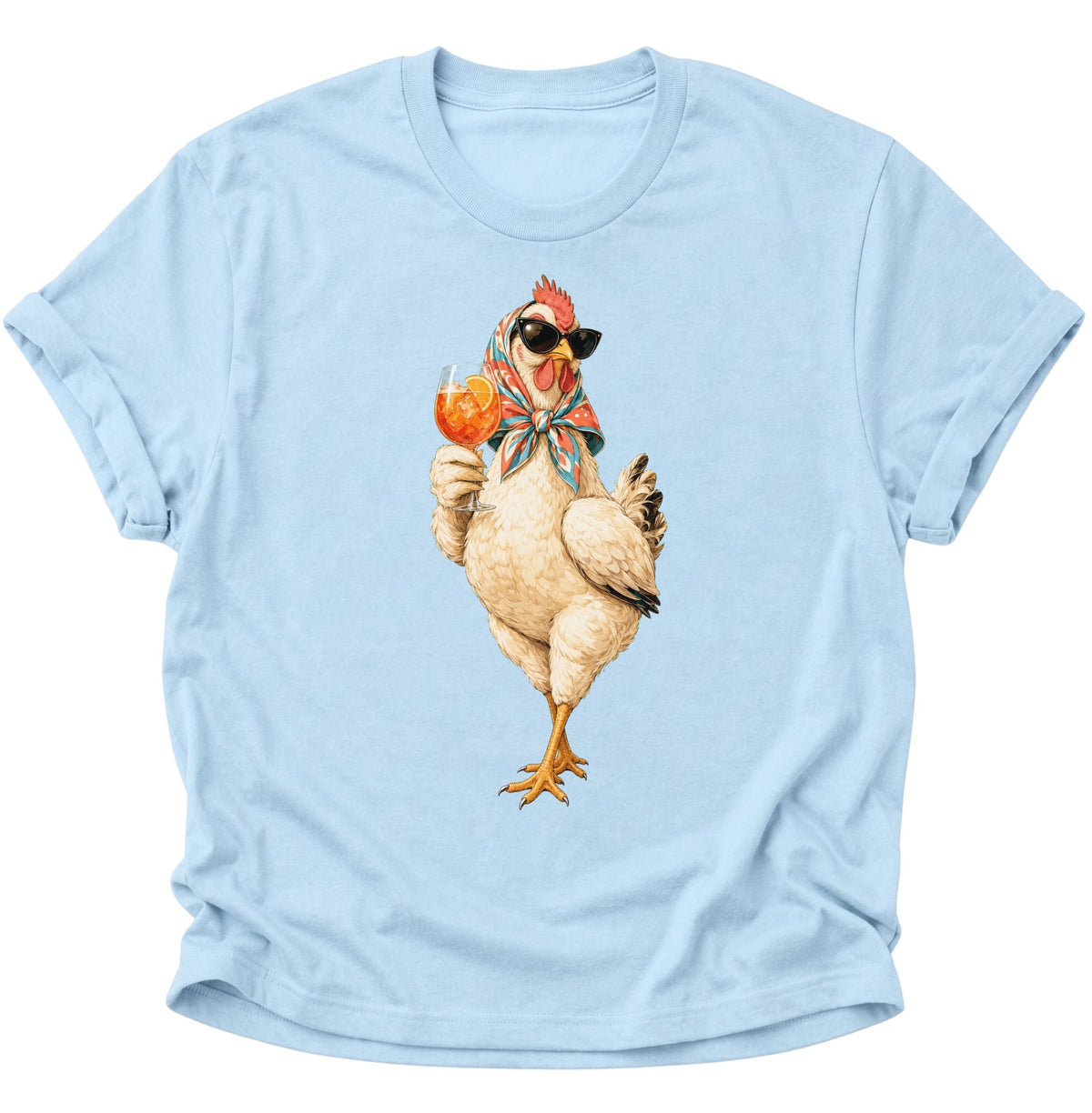 Cocktail-Henne mit Sonnenbrille Unisex T-Shirt Light Blue - PINE & RIVER