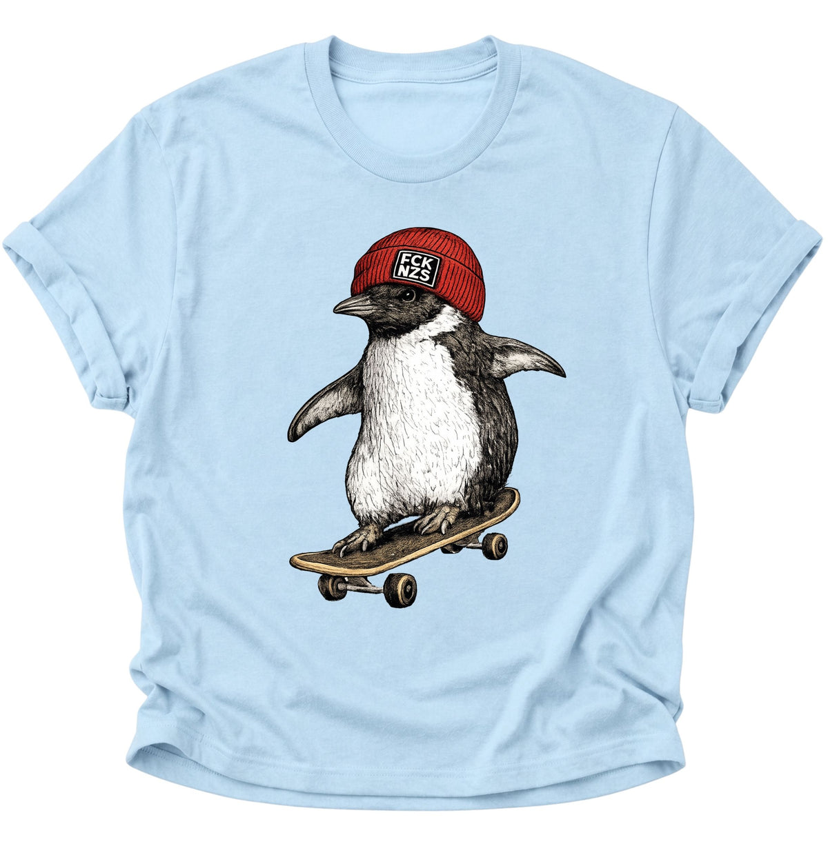 Skateboard-Pinguin gegen rechts Unisex T-Shirt Light Blue - PINE & RIVER