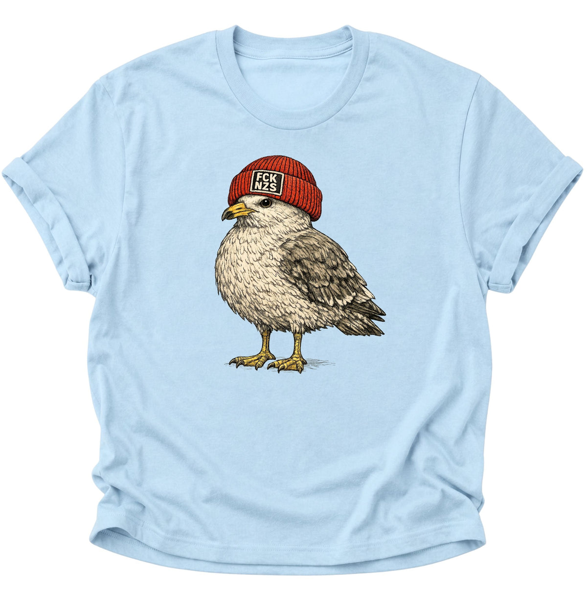 Möwe mit Strickmütze gegen rechts Unisex T-Shirt Light Blue - PINE & RIVER