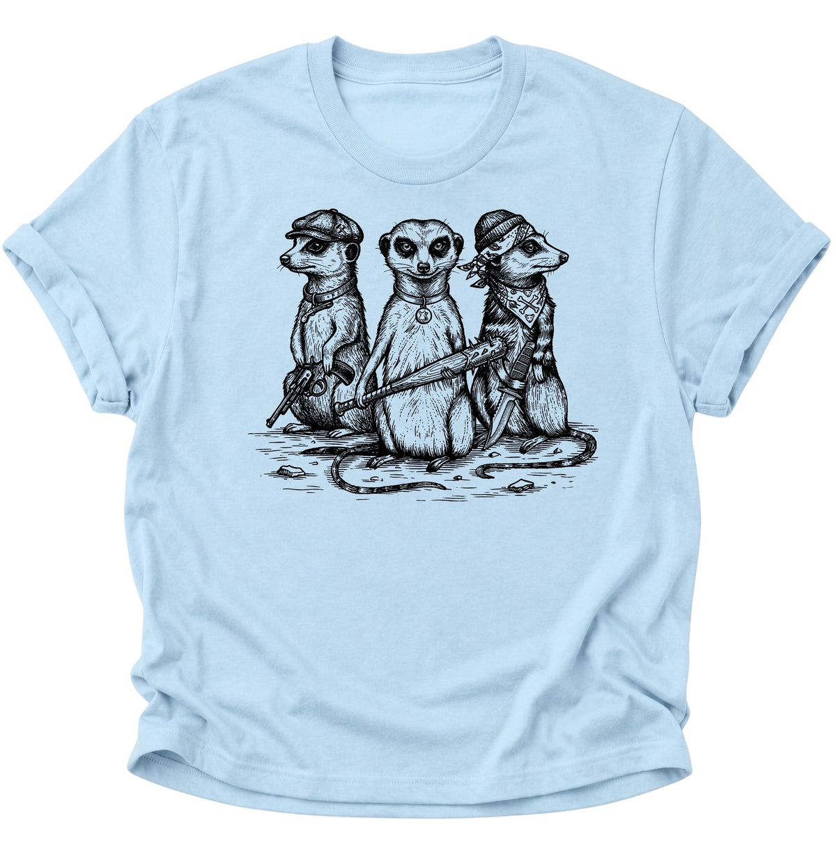 Erdmännchen Gang im Vintage-Stil Unisex T-Shirt Light Blue - PINE & RIVER