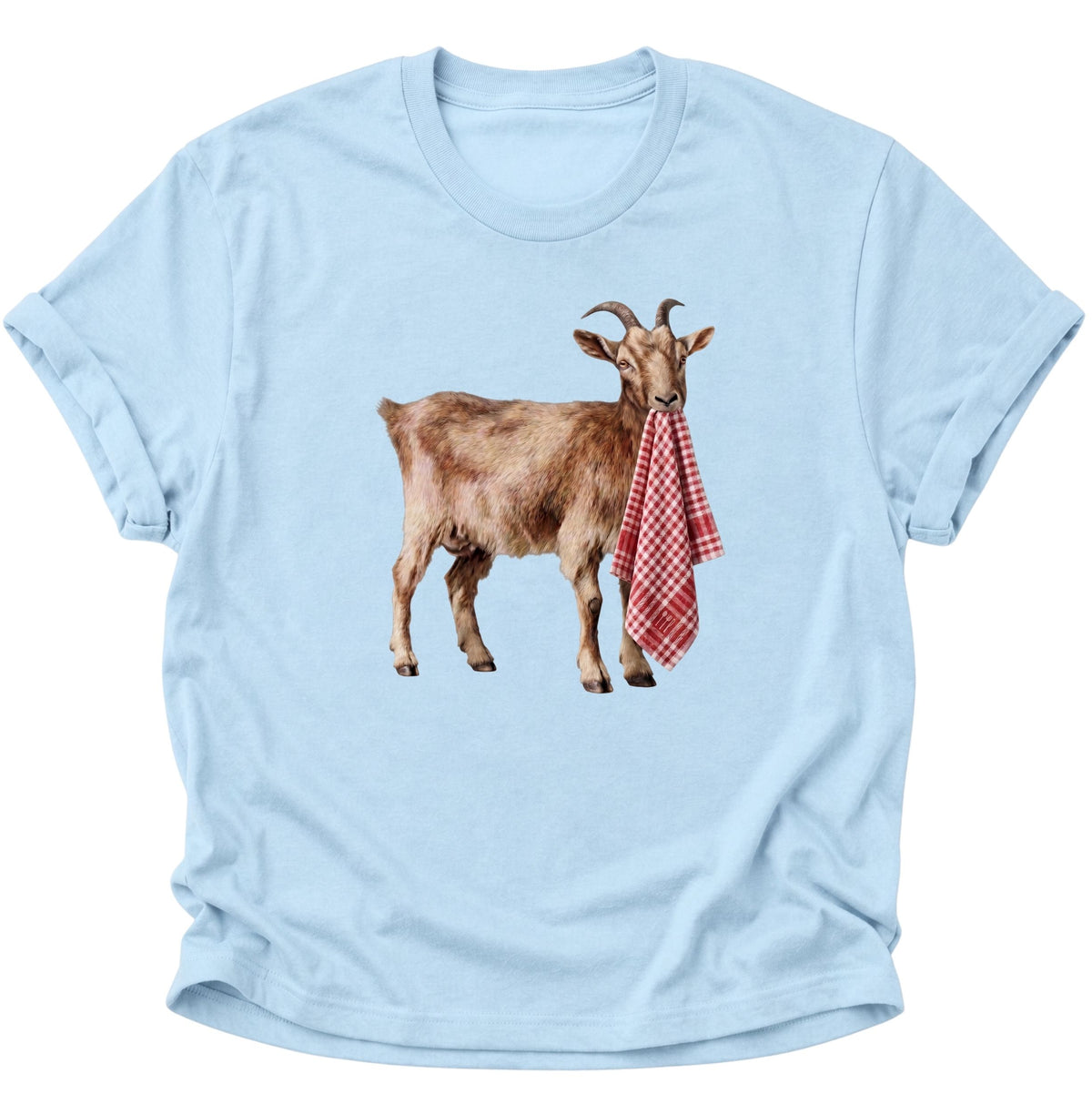 Ziege mit Geschirrhandtuch Unisex T-Shirt Light Blue - PINE & RIVER
