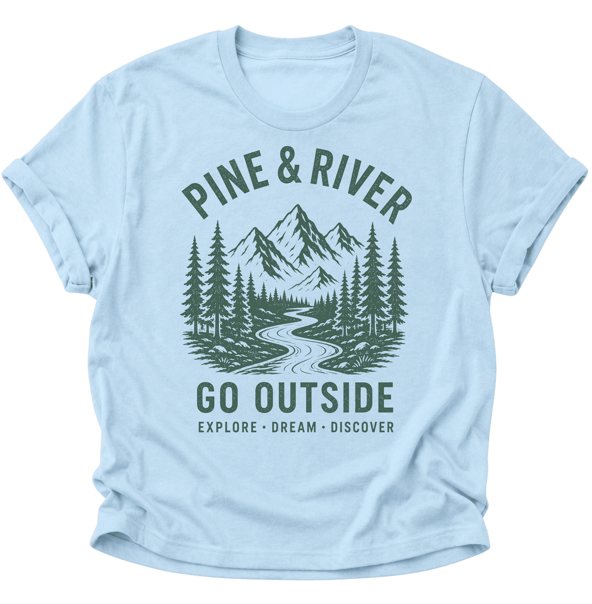 Pine & River Go Outside Unisex T-Shirt Light Blue - PINE & RIVER
