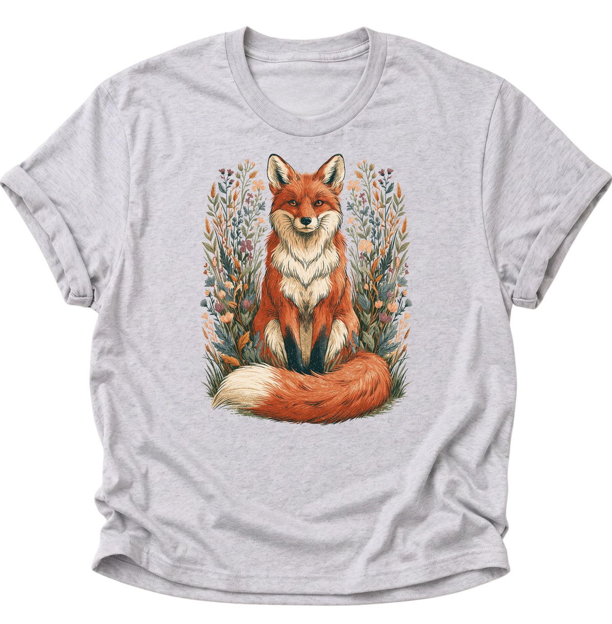 Fuchs zwischen Wildblumen Unisex T-Shirt