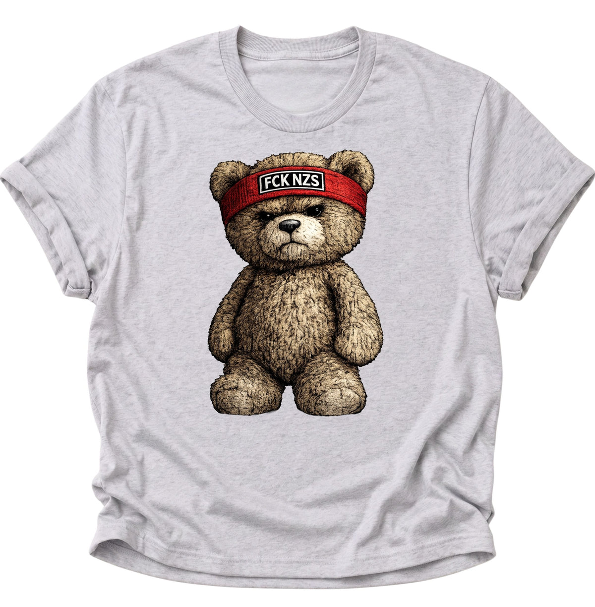 Grimmiger Teddybär gegen rechts Unisex T-Shirt Ash Grey - PINE & RIVER