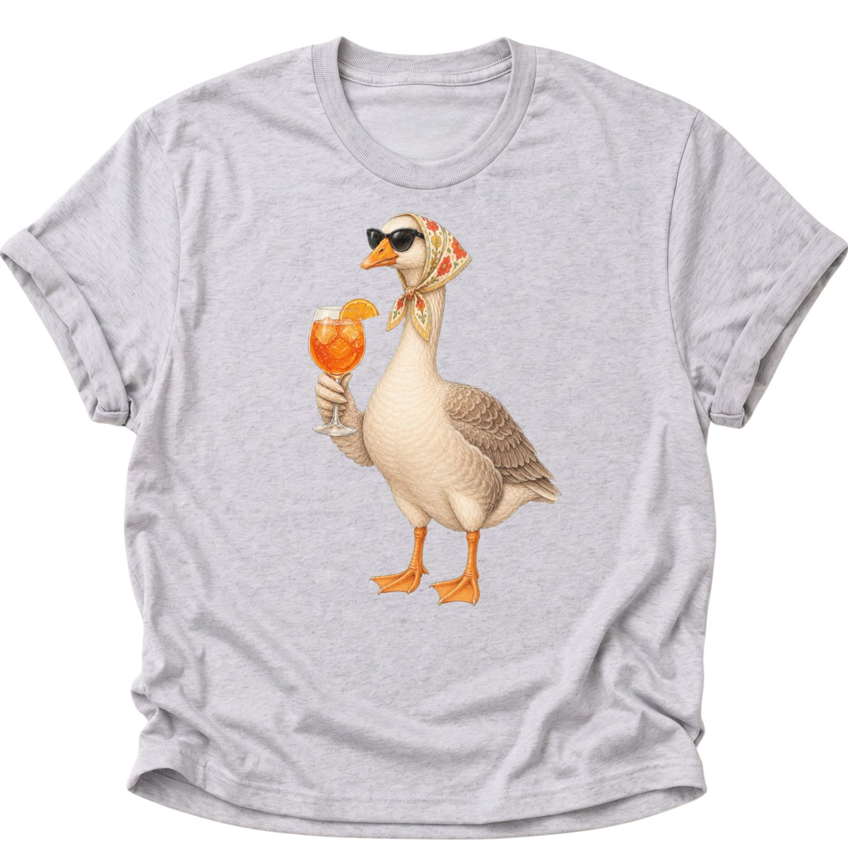 Cocktail-Gans mit Kopftuch Unisex T-Shirt Ash Grey - PINE & RIVER