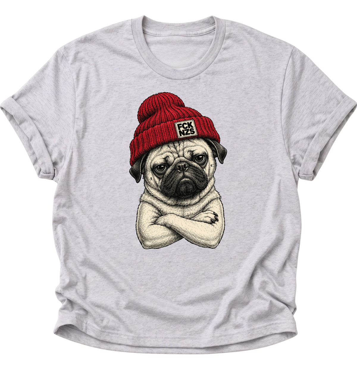 Mops gegen rechts Unisex T-Shirt Ash Grey - PINE & RIVER