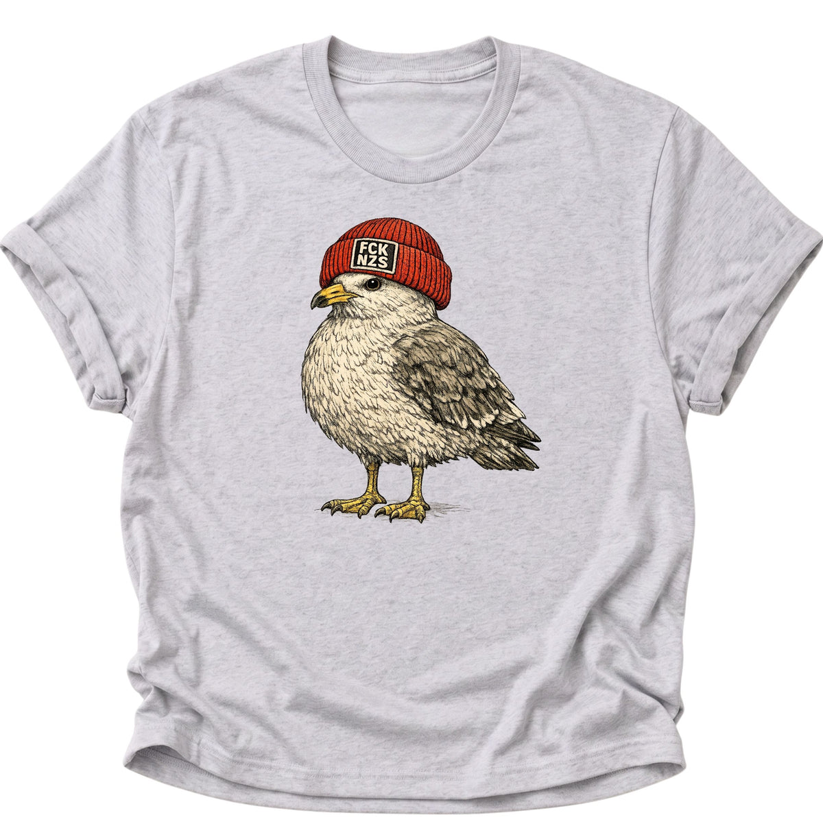 Möwe mit Strickmütze gegen rechts Unisex T-Shirt Ash Grey - PINE & RIVER