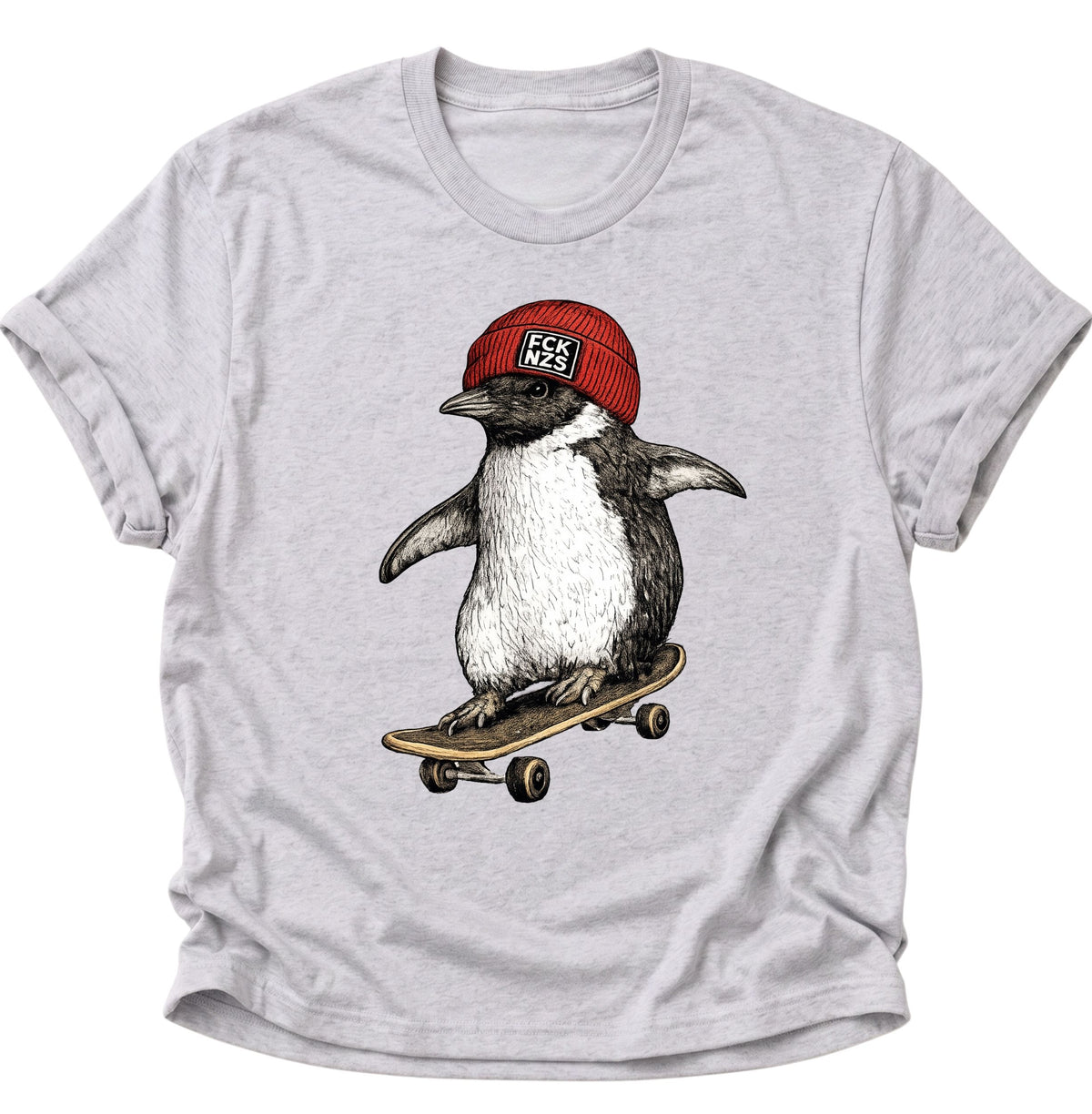 Skateboard-Pinguin gegen rechts Unisex T-Shirt Ash Grey - PINE & RIVER