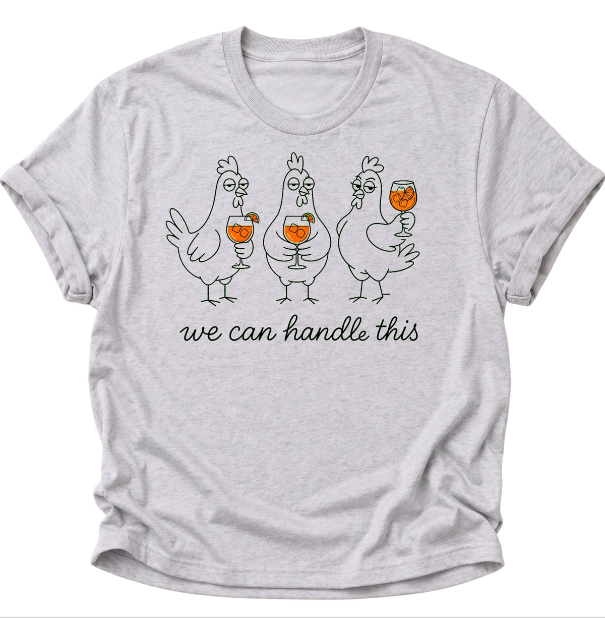 Drei Hühner mit Drinks Unisex T-Shirt Ash Grey - PINE & RIVER