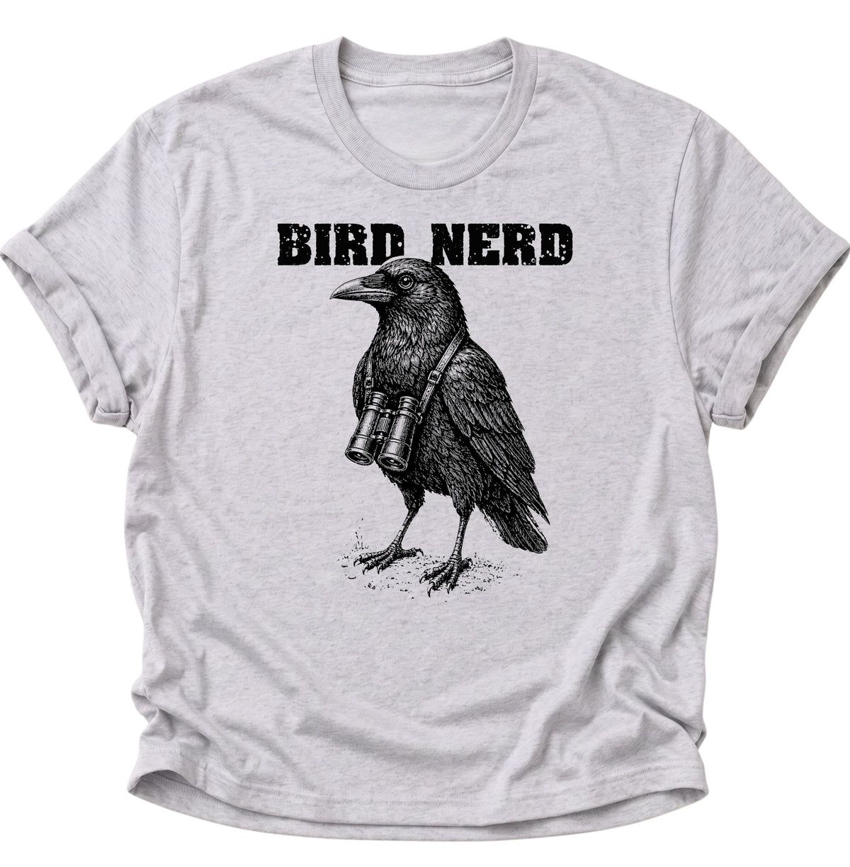 Bird Nerd Rabenvogel mit Fernglas Unisex T-Shirt Ash Grey - PINE & RIVER